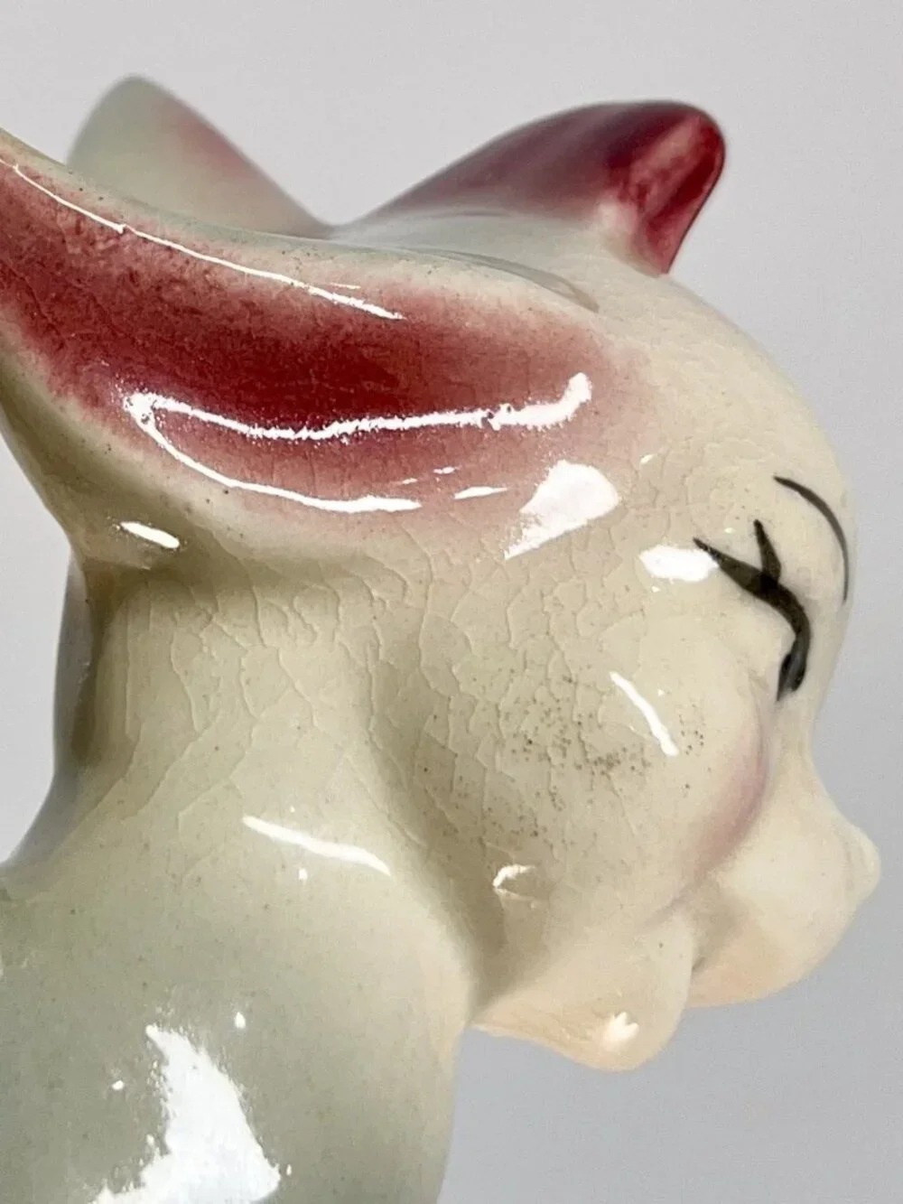 Vintage Kitsch MCM Running Donkey Planter Ceramic Vase Gray Pink 6 x 6 inches